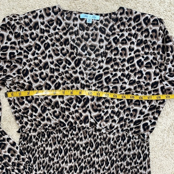 She + Sky Animal Print Smocked Skirt Dress Size Medium - Picture 6 of 11